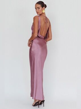 Selfie Leslie Cassiopeia Open Back Cowl Neck Maxi Dress Grape Purple Size XL NWT